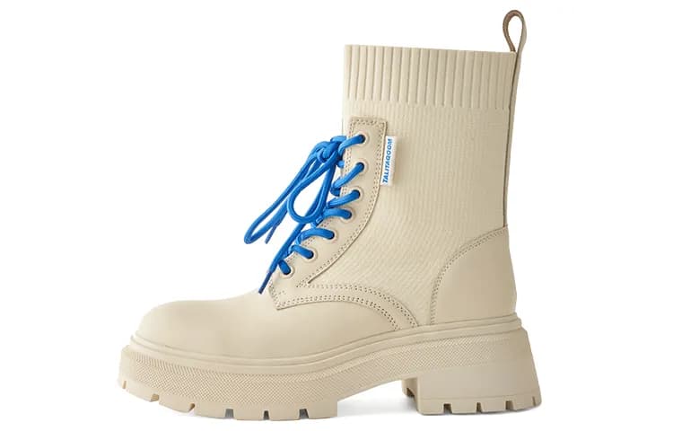 Talitaqoom Neon Lady Collection Short Martin Boot 6cm Ecru Ecru