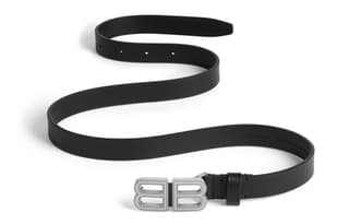 Balenciaga Distressed Silver BB Logo Accessories, Smooth Buckle Black Width 2CM