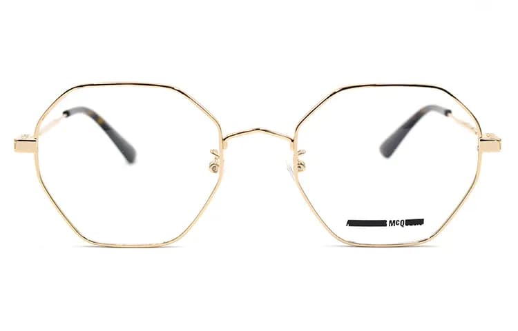 McQ Alexander McQueen Alloy Square Eyeglass Frames Gold