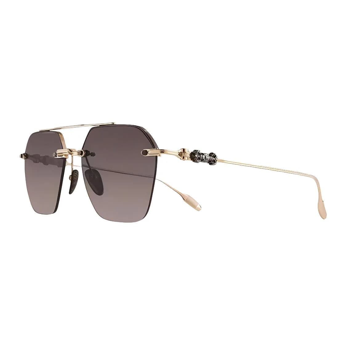 Chrome Hearts Irregular Shape Sunglasses Gold Gold