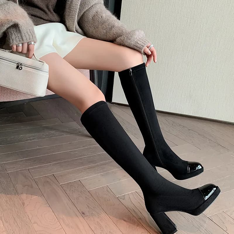 Rongcheng Shoe King Knee high 9cm Black