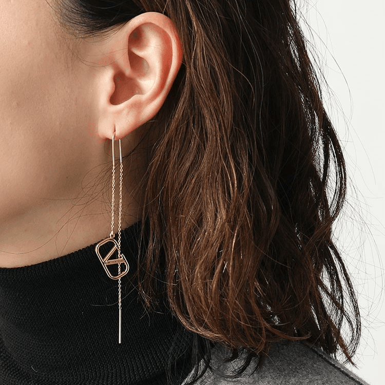 Valentino Metal Drop Earrings Gold