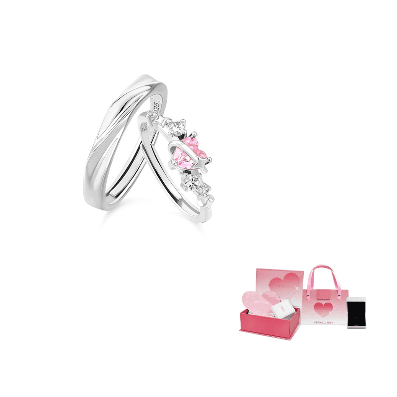 VIVIWELL 925 Silver Zircon Rings Heart of the Universe couple ring