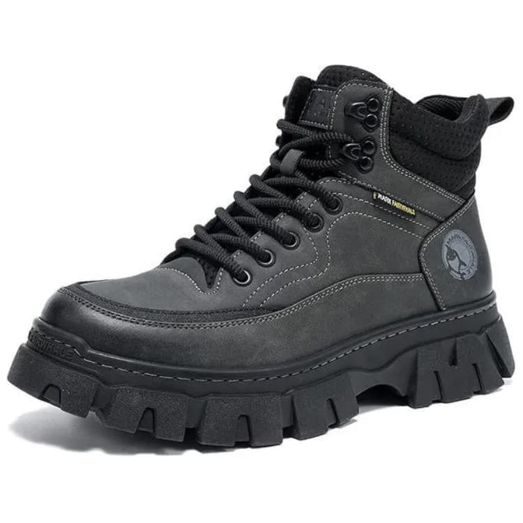 FAIRWHALE Short Mid Calf Martin Boot Gray Black