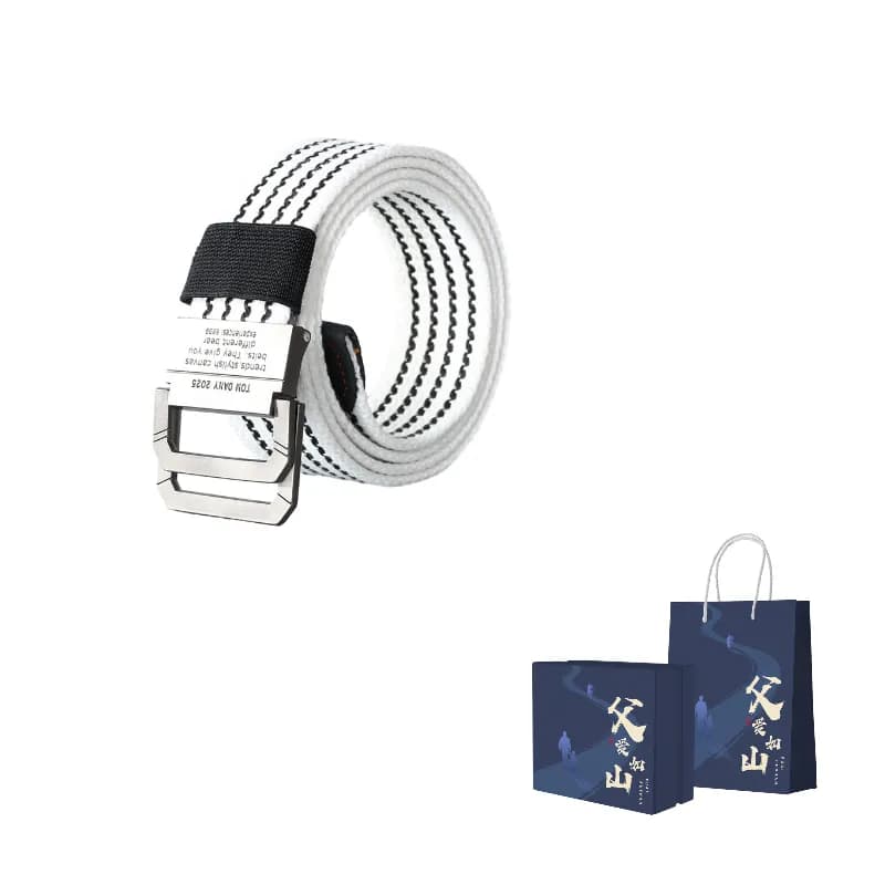 ACUC Double Ring Buckle Korean Style Canvas Belt 3.5cm White Gradient