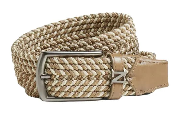 Zegna Braided Buckle Belt Dark Beige