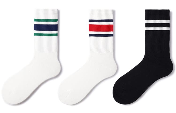 Primeet Mid Calf 3Pack (White+White+Black)