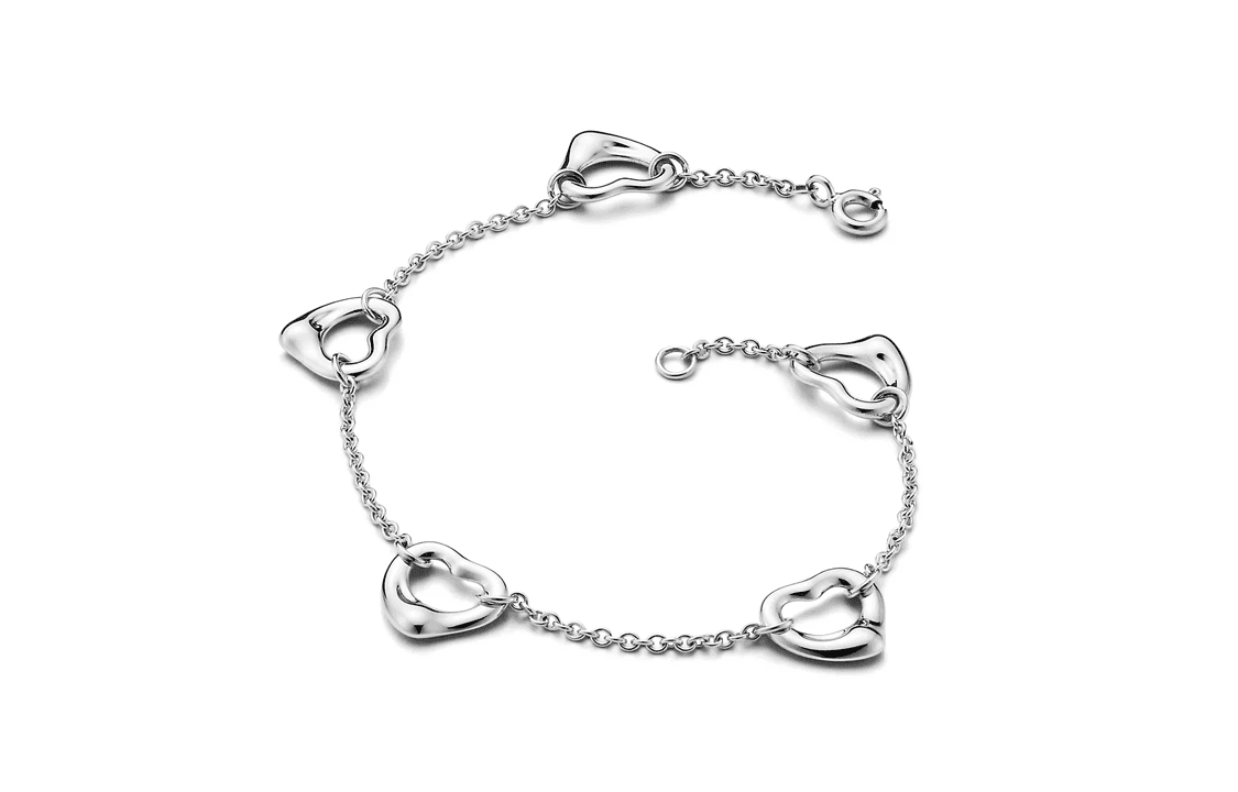 TIFFANY & CO. 2000 Elsa Peretti Sterling Silver Open Heart Bracelet
