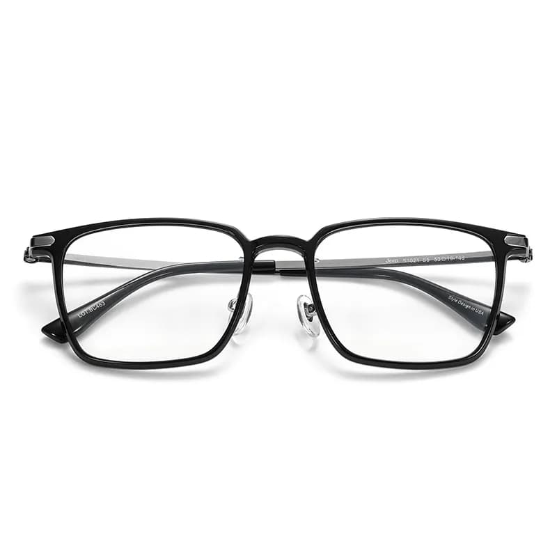Jeep TR/Memory Plastic Β Titanium Square Eyeglass Frames Silver
