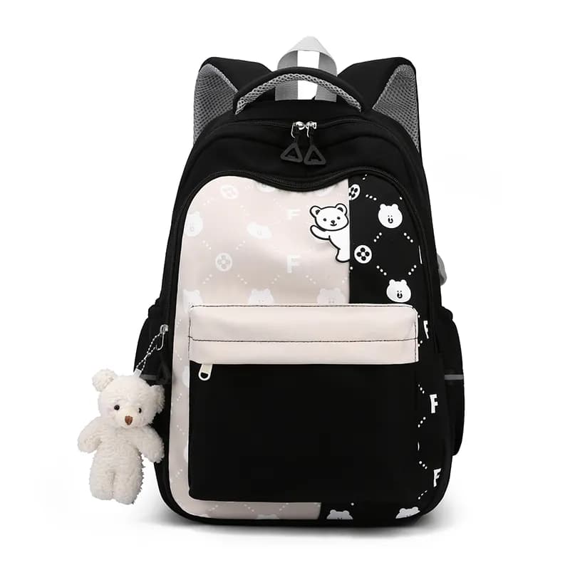 RUIPAI Nylon Fabric Backpack Student Backpack Regular Black/Pink/Purple/Blue Black