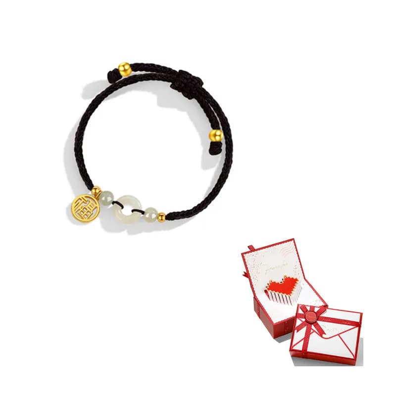 ZHOUBAIFU Gold Bracelet Fu brand peace clasp bracelet (black)