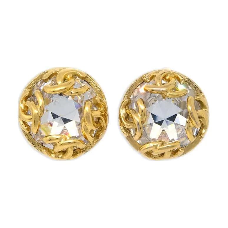 CHANEL Pre Owned 1995 Button Clip on Earrings Gold
